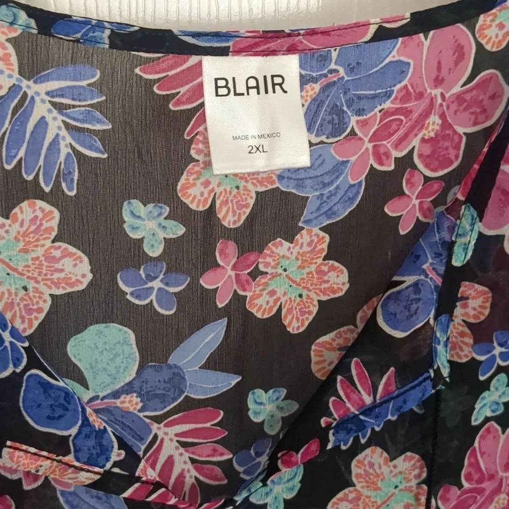 Blair Semi Sheer Floral Blouse - 2X
